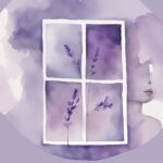 Minimalistic lavender watercolor illustration with broken mirror pieces reflecting toxic narcissist quotes from a confident individual.