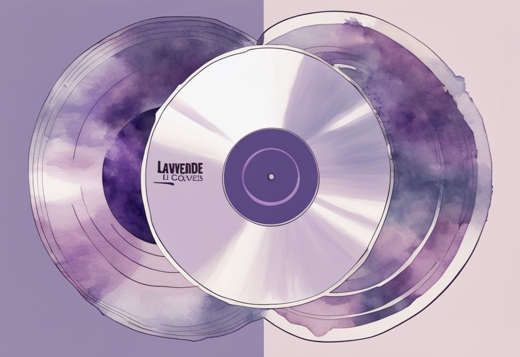 Minimalistic watercolor illustration of a woman reflected in a mirrored vinyl record with lavender theme and lyrics about loving a narcissist.