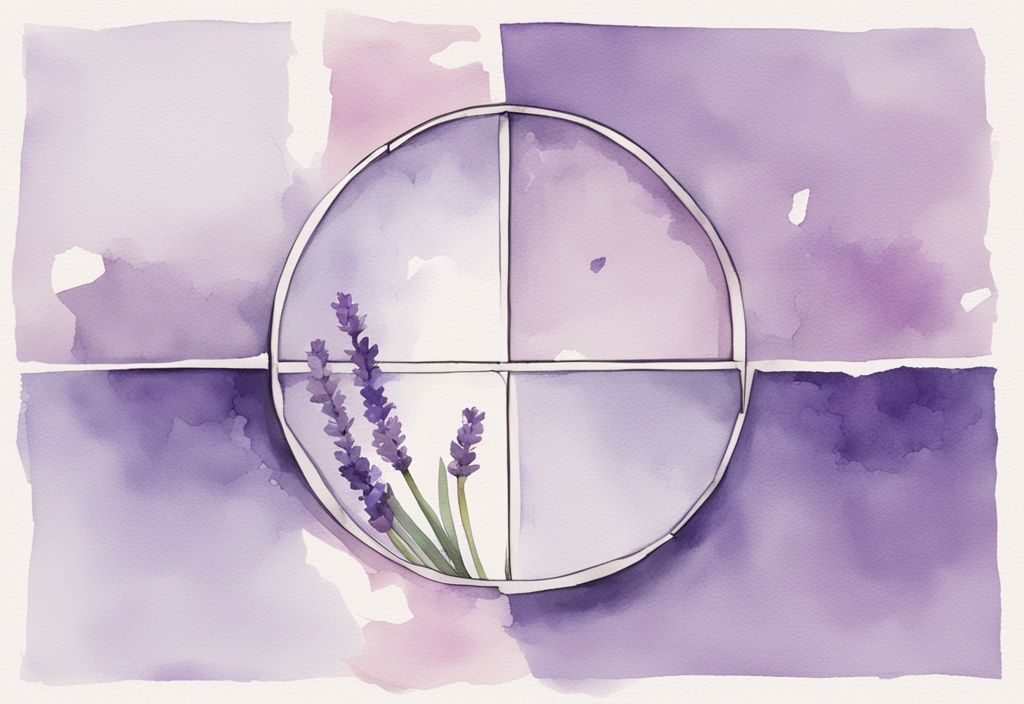 Minimalistic lavender watercolor illustration with broken mirror pieces reflecting toxic narcissist quotes from a seemingly confident individual.